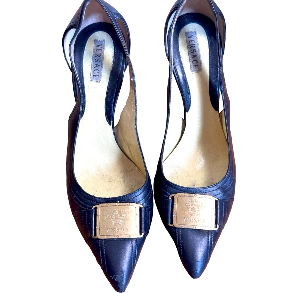 VERSACE MEDUSA LOGO TAG stilettos 36 TRUE SIZE